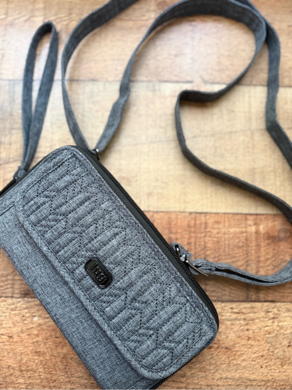 Lug RFID Crossbody Wallet Travel Organizer Gray Quilted NWOT